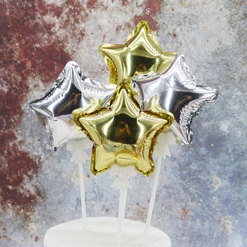 10 см. мини надуваем балон от алуминиево фолио във формата на петолъчна звезда във формата на сърце за украса на торта за сватбеното парти със собствените си ръце