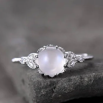 Жена винтажное пръстен Delysia King с лунен камък, прозрачни висококачествени пръстени с капки вода
