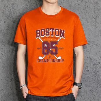 Риза Boston 85 Players Championship, мъжки удобна тениска за всеки ден, памучни тениски с графичен дизайн, дишащи мъжки тениски, голям размер с къс ръкав