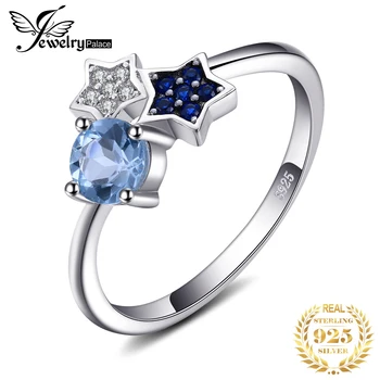 Jewelrypalace Star Истински Син Топаз, Създадена Синята Шпинел, Пръстен От Сребро 925 Проба за Жени, Модни Коктейлни Бижута Със Скъпоценни Камъни