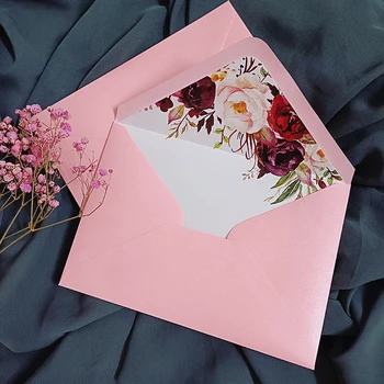 50-кратно плик с розови перли във формата на рози цветя за сватбени покани с персонализиран печат Златен цвят, тъмно синьо, слонова кост, emerald плик за подаръци