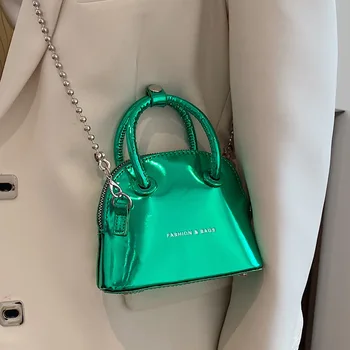 Луксозна дизайнерска дамска чанта от изкуствена лачена кожа с веригата, ежедневна чанта през рамо, новост пролетта 2023, тоут под формата на миди