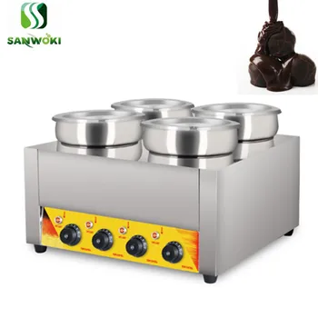 Електрическа машина за затопляне на храна, машина за загряване на шоколад, 4 резервоара, машина за подгряване на сос, машина за топене на горещ шоколад