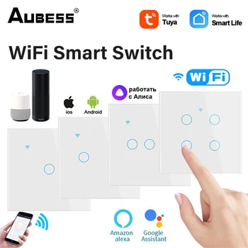 Стенни панела с Wi-Fi за Alexa И Google Home Smart Touch Switch Приложение Smart Life Автоматизация на умен дом Неутрално кабелна преминете на Sasha