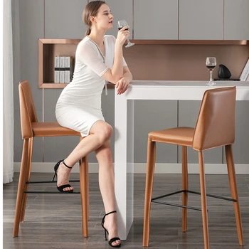 Скандинавски бар стол, високо столче за кафе, домашен случайни бар стол, лесно луксозно седлото, кожен острова, маса със стол, стол