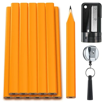 12 бр 7-инчов плосък восьмиугольных плотницких маркировочных моливи с острилка ви за моливи, подвижни държач за химикалки