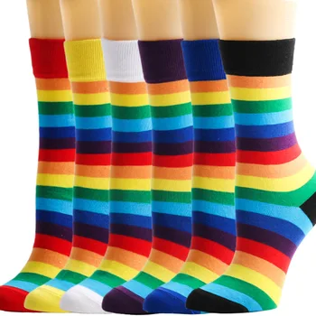 Унисекс, с Преливащи се цветове Чорапи, Дамски, Мъжки, Памучни Чорапи в Ивицата Happy Long Сокс Sport Soks, Директна Доставка, Calcetines Divertidos Meia