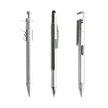 Многофункционална химикалка писалка 3шт с модерен ръчен инструмент Измерва Техническа линия, отвертка, стилус със сензорен екран, Нивото на алкохол