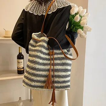 Памучен Куха чанта, модерен вътрешна малка чанта на съвсем малък, еластична и ежедневни дамски летни плетени дамски чанти-тоут 2023