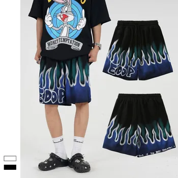 Нов моден тренд в стил уличен хип-хоп с ръчно рисувани, летни ежедневни мъжки къси панталони
