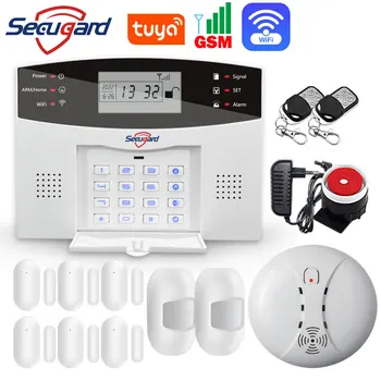 Sasha WiFi GSM Домашна аларма, LCD екран, 433 Mhz, безжичен жична сензор, интелигентен дом, защита от взлом, Поддръжка на Алекса Google