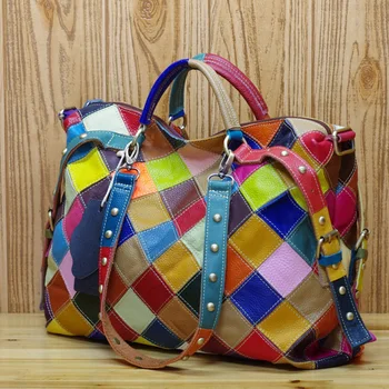 Нова Модерна чанта от естествена кожа, дамски чанти на рамо, луксозна чанта-тоут с пискюли, разноцветни чанти-незабавни посланици с змеиным принтом 2023