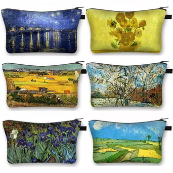 Van Gogh маслени картини От Cosmetic Bag Cafe В Арле / Sunflower Женски козметични чанти, дамская мини Чанта, Чанта за козметични червило, подарък