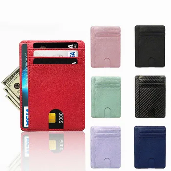 Тънък кожен портфейл с 8 слота, държач за кредитни ID-карти, портфейл, джоб за монети, чанти за мъже, жени, мъже модерна бизнес чанта