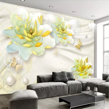 beibehang papel de parede para quarto 3D Тапети по поръчка с отпечатан във формата на цвете божур тапети за стените, 3 d papel de parede стенописи