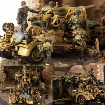 5шт Мащаб 1:72 Немски 88 артилерийски персонал управлява 5 на войските на Открита модел за възрастни Колекция фенове Подарък за Спомен