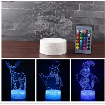 3D Коледна лампа за проектор, лека нощ с дистанционно управление, зареждане чрез USB, 16 променящия цвят лампи, декорация на детска подарък стая