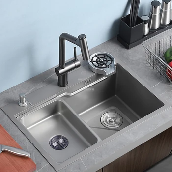 Кухненски мивки от неръждаема стомана, модерните кухненски аксесоари, мултифункционален мивка, домакински голям резервоар за ръчна работа