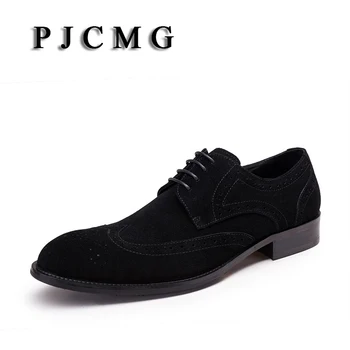 PJCMG Модерен Мъжки Oxfords От Естествена Нубуковой Кожата За Мъже, Мокасини Върху Плоска Подметка, Sapatos Masculinos, Социална Обувки Zapatos Hombre