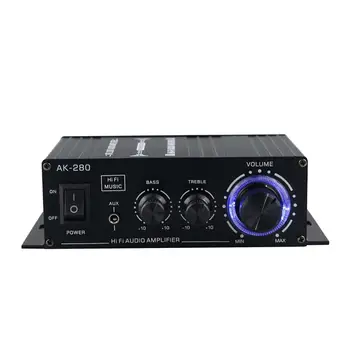 Мини Цифров Аудио Усилвател на Мощност AK-280, 2-Канален Стерео 12V с Управлението на Високи Бас, Стереоприемники или MP3 за Кола