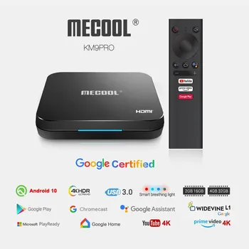 Mecool KM9 Pro Classic Сертифициран Google Amlogic S905X2 Android 10.0 2G 16G 4K HDR С Гласов контрол Конзола Android TV Box