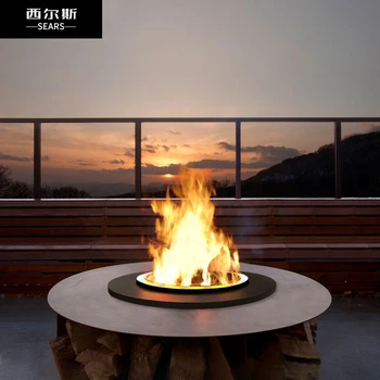Открит водоустойчив камина кръгло 3D пръскане, вградено моделиране на пламъка, електронно украса