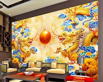 тухла тапети beibehang, 3d Потребителски ретро фотообои с дракон, декоративна живопис, всекидневна, ТВ-фон, стенни тапети