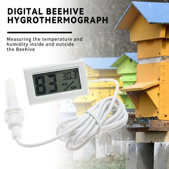 Мини-Гигротермограф с цифров LCD дисплей със сензор, Влагомер, Термометър, Преносим Детектор за Влажност, Инструмент за пчеларството, Кошер