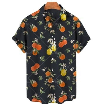 2023 Хавайска риза с 3D принтом за мъже и жени, плодов модел, къс ръкав, Унисекс, безгрижен празничен модерен случайни топ