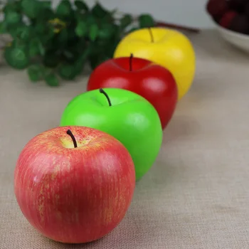 5шт 8 см, червено, жълто, зелено, розово, ябълка, изкуствени плодове, имитация декорация на дома, украшение от ябълки, занаяти, подпори за фотография на храна