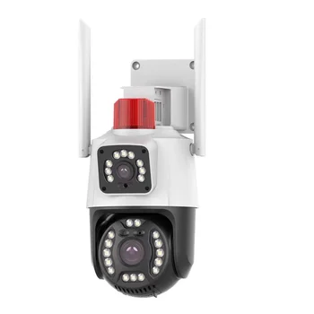 3MP 1296P, двухобъективная безжична PTZ IP куполна камера, за откриване на хуманоиди с изкуствен интелект, пълноцветен домашна охранителна алармена система, видеоняня