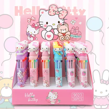 36 бр. Нов карикатура на Sanrio Hello Kitty, 10 Цвята, химикалка химикалка, красиви цветни графити, маркер за ръце, офис Консумативи на едро