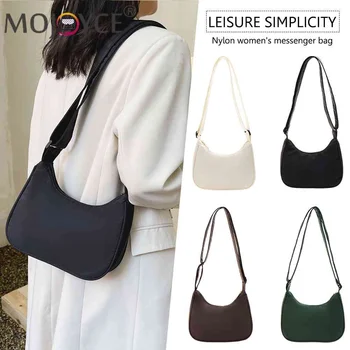 Дамски найлон однотонная чанта под мишниците, дамски дизайнерска чанта с цип, малка чанта във формата на полумесец, чанта за телефон, обикновена универсални пътни чанти