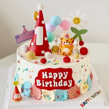 Първият рожден ден на бебе тигър, topper за торта, фетровая шапка, годовалые балони за момчета и момичета, за да проверите за печене десерти, декорации