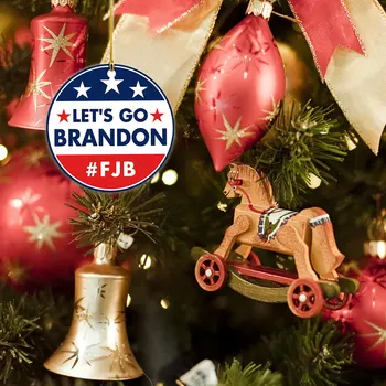 Коледен окачен украшение - Lets Go Brandon през Цялата украшение за дърво, прозорци, врати, декорации за дома, висящи украшения, окачване