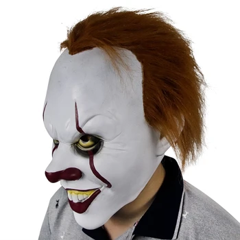 It Маска на Стивън Кинг, маска на клоун на ужасите Пеннивайза, латексова маска на клоун за Хелоуин, маска на клоун, за Партита, реалистичен подпори за cosplay