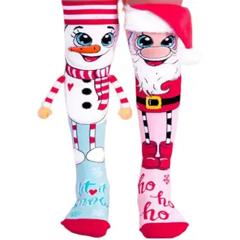 1 Чифт креативните коледни чорапи с герои от анимационни филми, чорапи за коледни подаръци, меки коледни чорапи с Дядо снеговиком