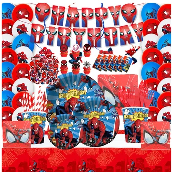 Червен Човек-паяк, празнични принадлежности, Чаши, чинии, Салфетки, покривки за маси, Декорация на партита супергерои за момчета, рожден Ден, Детски душ, декорация парти