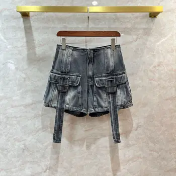 23 висококачествени летни дънкови къси панталони с големи джобове, дамски ниша модни широки панталони Y2K