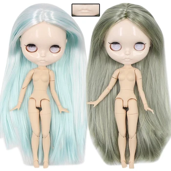 ЛЕДЕНАТА кукла DBS Blyth права коса, без окуляров, Издълбани на устните, индивидуални крайни съединения, тялото 1/6 bjd ob24, аниме момиче