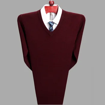 2022, есенно-зимния мъжки вълнен пуловер, обикновен вълнен пуловер с кръгла яка, бизнес мъжки пуловер на средна възраст