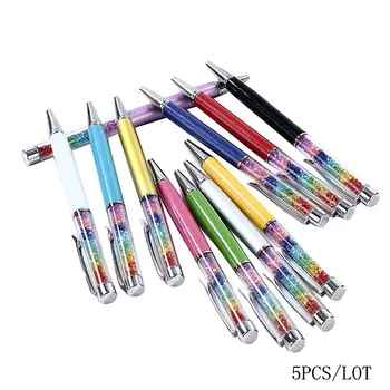 BAIKINGIFT 5 бр. диамантени химикалка химикалка, кристални преливащи химикалки, 11 цвята, канцелярская химикалка химикалка, подарък за училището, за офиса