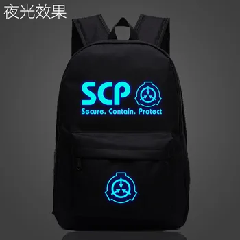 SCP Secure Contain Protect Училищна чанта Сребро Нажежен раница студентски чанта за лаптоп Ежедневна раница Светещи в тъмното Mochila