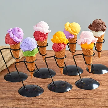Имитативната лъжица за сладолед, модел на фалшиви кълбо, Реалистичен двойно купа, декор, реквизит за снимки, търговски храна, голяма шоколад ягоди