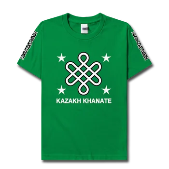 Казахстан Казахстанский национален етнически елемент Dongbula мъжка тениска с къс ръкав, спортни зали, нови върхове, спортен костюм, бели летни дрехи