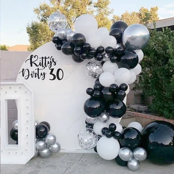 Метално сребристо-черна верига за балони, комплект за венци, арки, честит рожден Ден, латексный балон, сватбена декорация, детски душ за възрастни