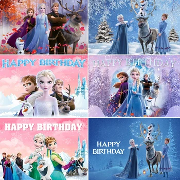 Нов фон на Елза банер за рожден ден за момиче Принцеса Елза Празнични аксесоари детски душ Ледено студена снежна заключване на Фонова картина