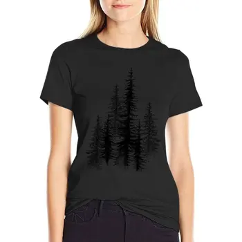 В грах, черен скандинавска гора. Тениска, скъпа дрехи, дамски памучен тениска
