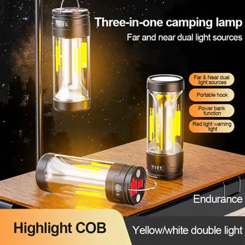 Led лампа за къмпинг, която се презарежда чрез USB лампа за палатка, водоустойчив фенер за къмпинг, авариен лека нощ, външни висящи лампи с една кука