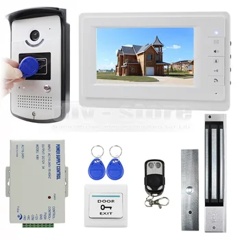 DIYSECUR 7-инчов видео домофон Система за Влизане 700TVL Камера Монитор Магнитен Заключване RFID Ключодържател Дистанционно Управление Отключване на 1V1